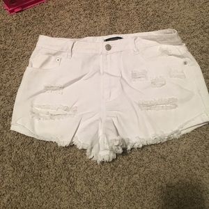 White jean shorts